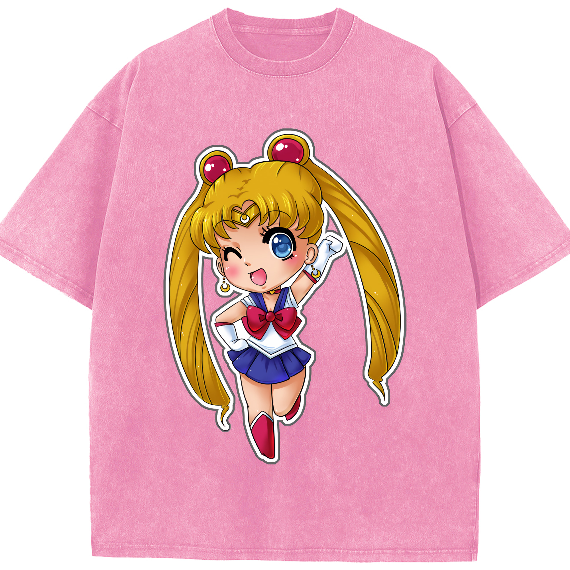 （画像用） 美少女戦士セーラームーン 月野 うさぎ つきの うさぎ Sailor Moon Tsukino Usagi 綿100% ヴィンテージ風 半袖Tシャツ（フロントプリント）